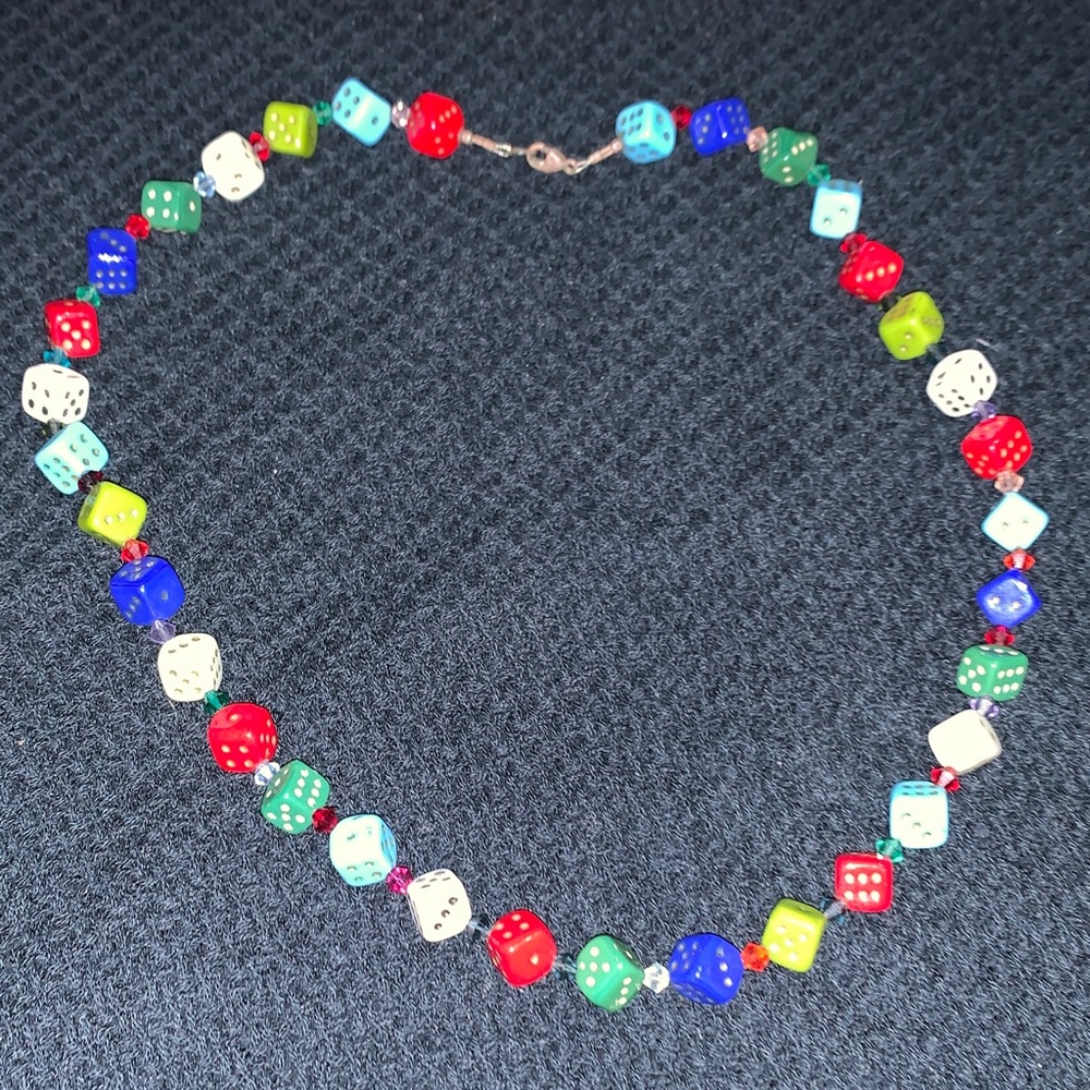 Vibrant Multicolor Dice Bead Necklace